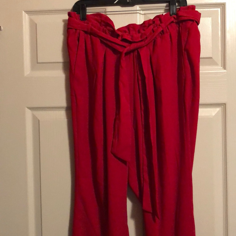 Red Paperbag waist pants